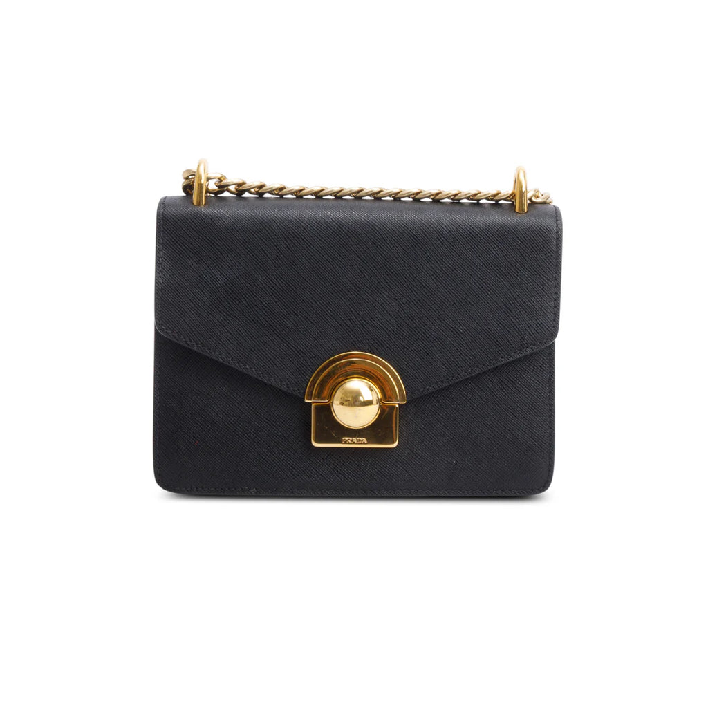 Black Saffiano Soft Calf Leather Arcade Shoulder Bag w/ Authentcity Card Coeur Cult Core