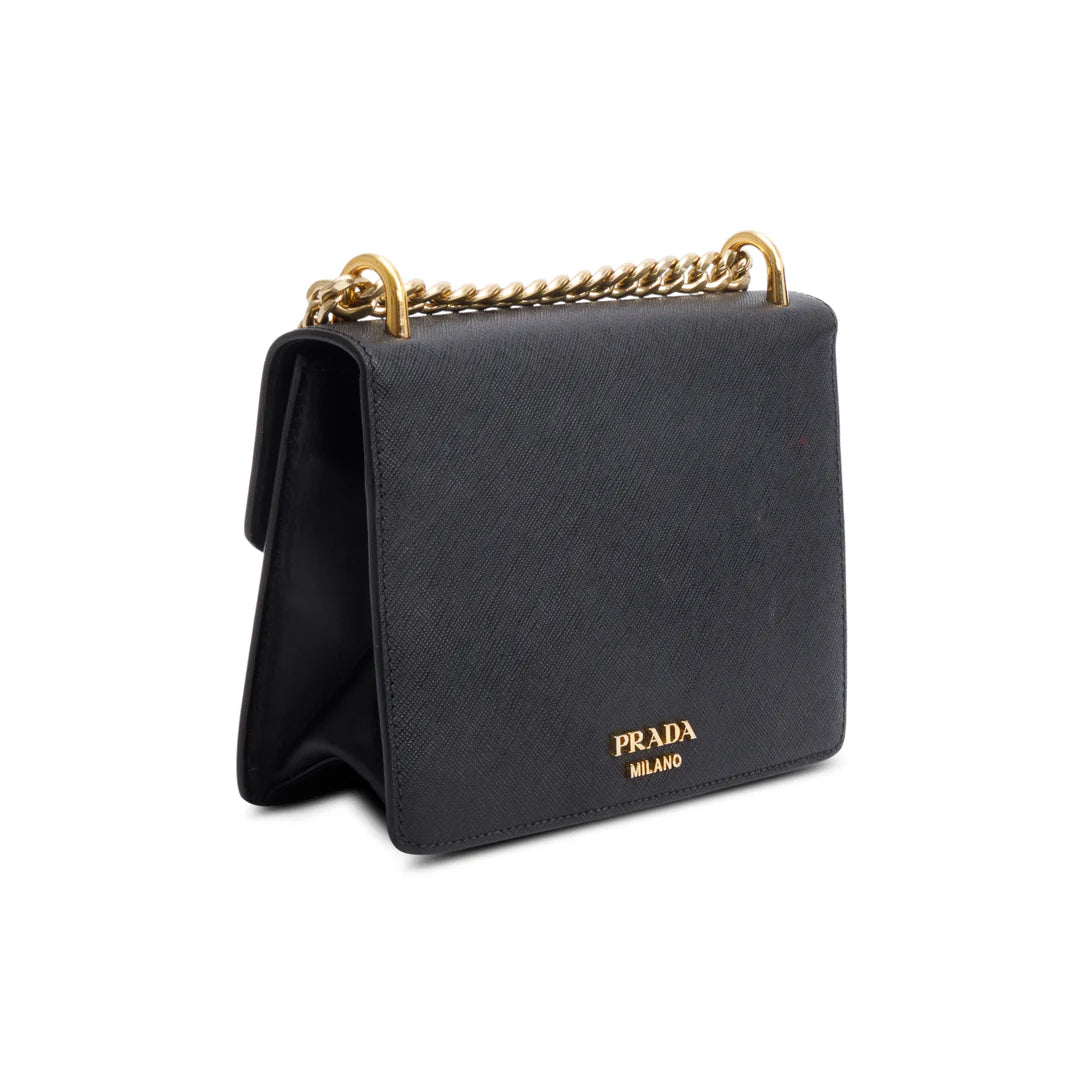 Black Saffiano Soft Calf Leather Arcade Shoulder Bag w/ Authentcity Card Coeur Cult Core