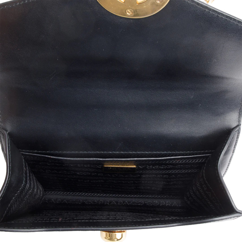 Black Saffiano Soft Calf Leather Arcade Shoulder Bag w/ Authentcity Card Coeur Cult Core