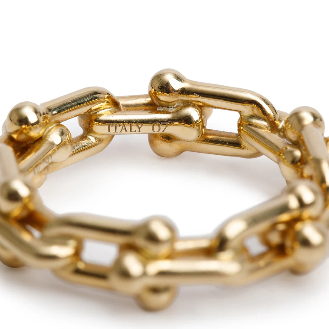 18k Yellow Gold HardWear Micro Link Ring, Size 4.5 w/ Box Coeur Cult Core
