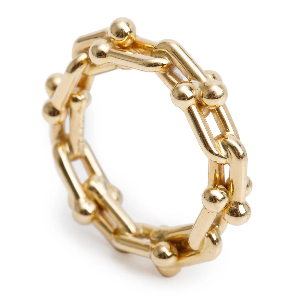 18k Yellow Gold HardWear Micro Link Ring, Size 4.5 w/ Box Coeur Cult Core