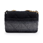 2021 Black &amp; Grey Wool Medium 19 Flap Bag w/ Box &amp; Receipt Coeur Cult Core