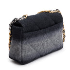 2021 Black &amp; Grey Wool Medium 19 Flap Bag w/ Box &amp; Receipt Coeur Cult Core