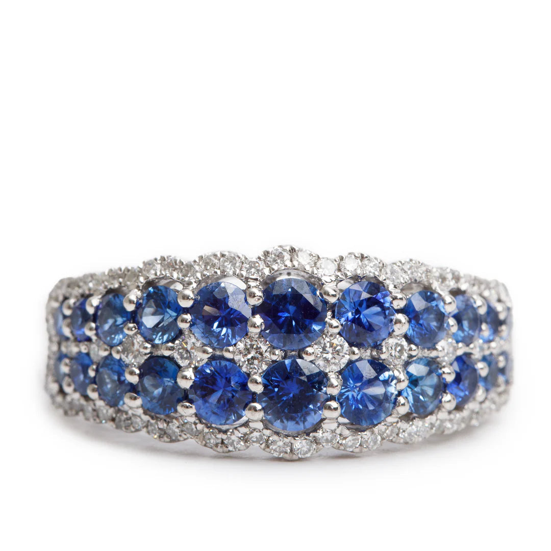 14k White Gold Blue Sapphire &amp; Diamond Ring, Size 11.25 Coeur Cult Core