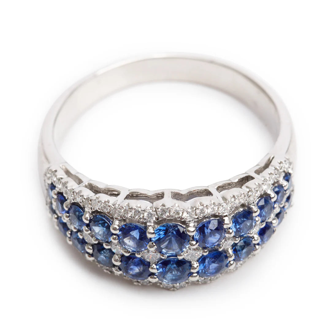 14k White Gold Blue Sapphire &amp; Diamond Ring, Size 11.25 Coeur Cult Core