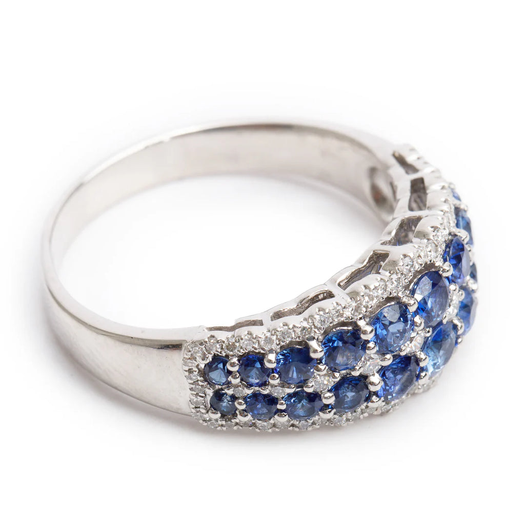 14k White Gold Blue Sapphire &amp; Diamond Ring, Size 11.25 Coeur Cult Core