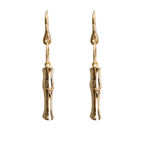 18k Yellow Gold Bamboo Drop Earrings w/ Box Coeur Cult Core