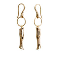 18k Yellow Gold Bamboo Drop Earrings w/ Box Coeur Cult Core