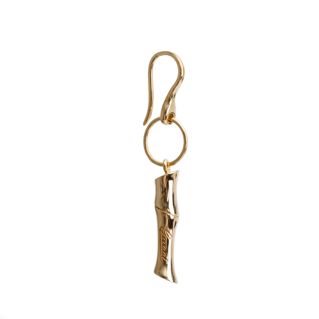 18k Yellow Gold Bamboo Drop Earrings w/ Box Coeur Cult Core