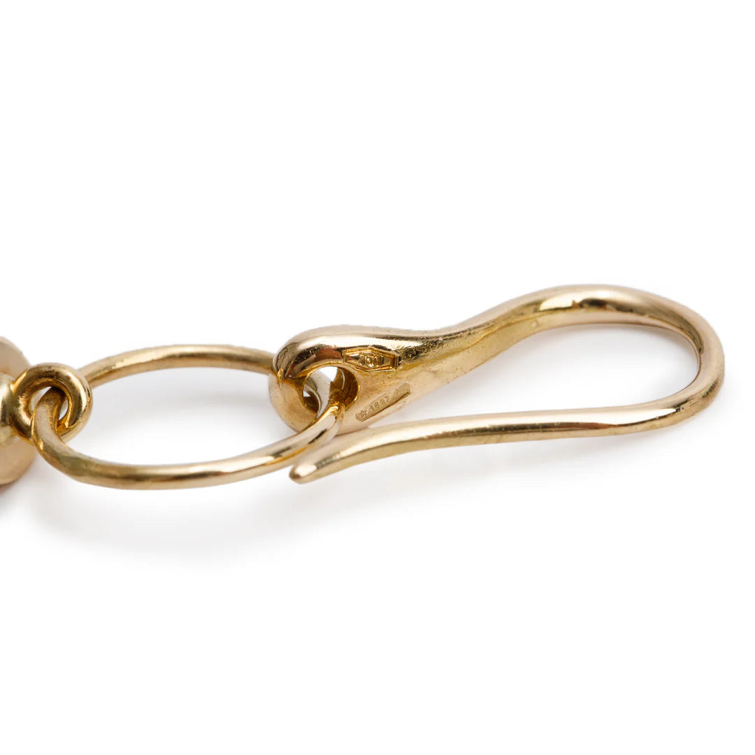 18k Yellow Gold Bamboo Drop Earrings w/ Box Coeur Cult Core