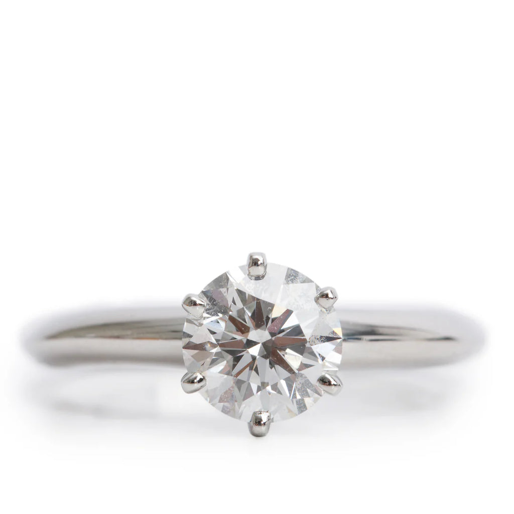 Platinum 1.33 ct. Diamond Solitaire Engagement Ring, Size 6.75 w/ Box Coeur Cult Core