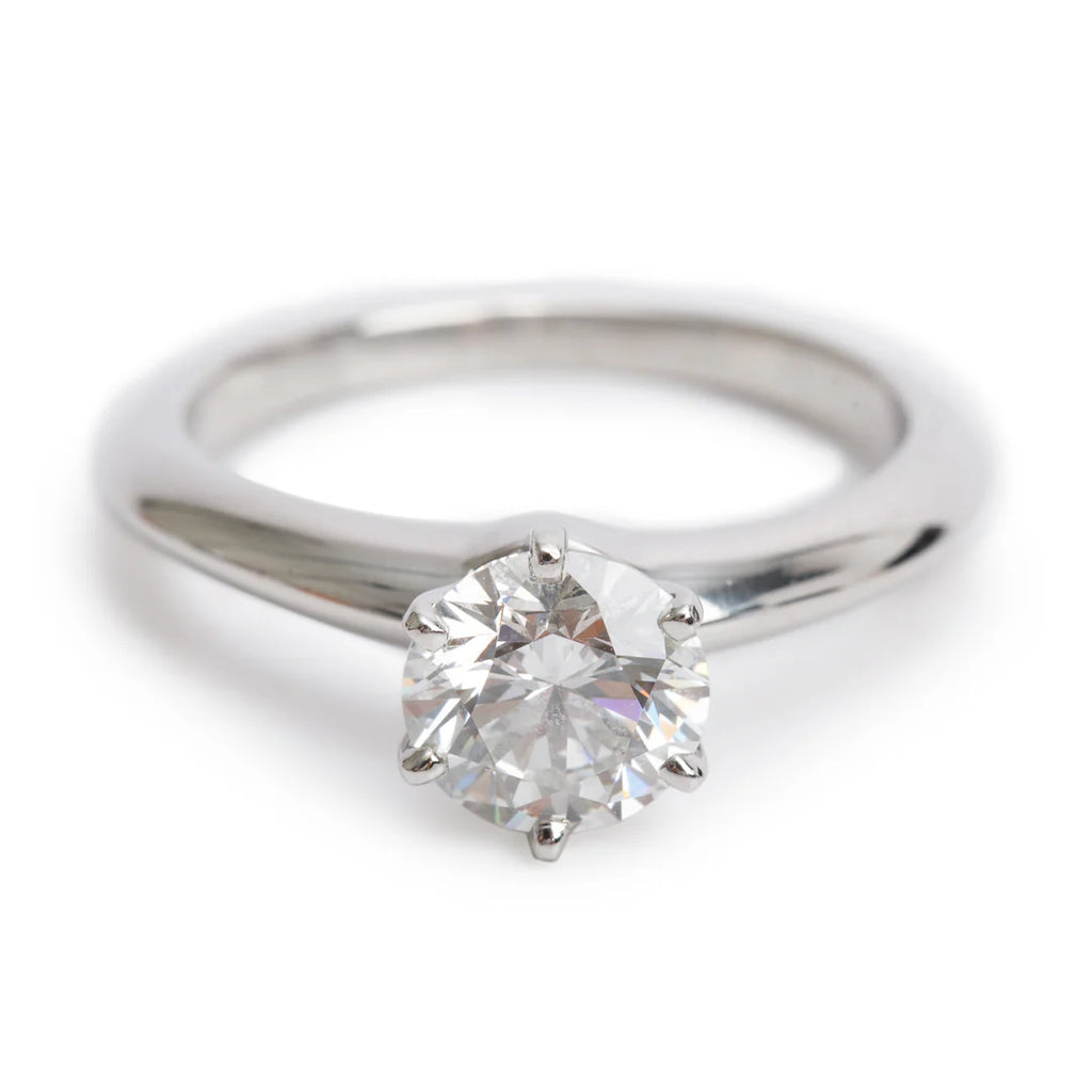 Platinum 1.33 ct. Diamond Solitaire Engagement Ring, Size 6.75 w/ Box Coeur Cult Core