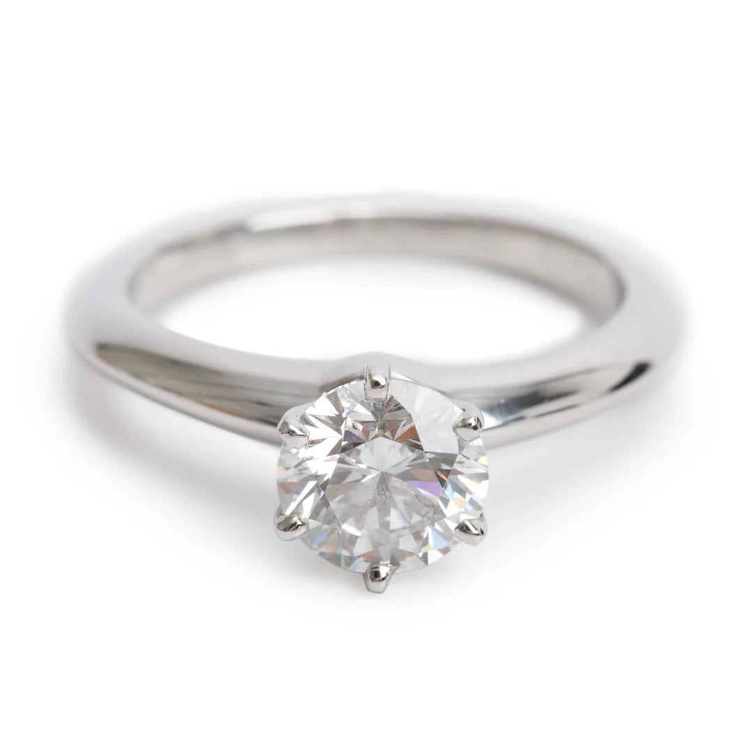 Platinum 1.33 ct. Diamond Solitaire Engagement Ring, Size 6.75 w/ Box Coeur Cult Core