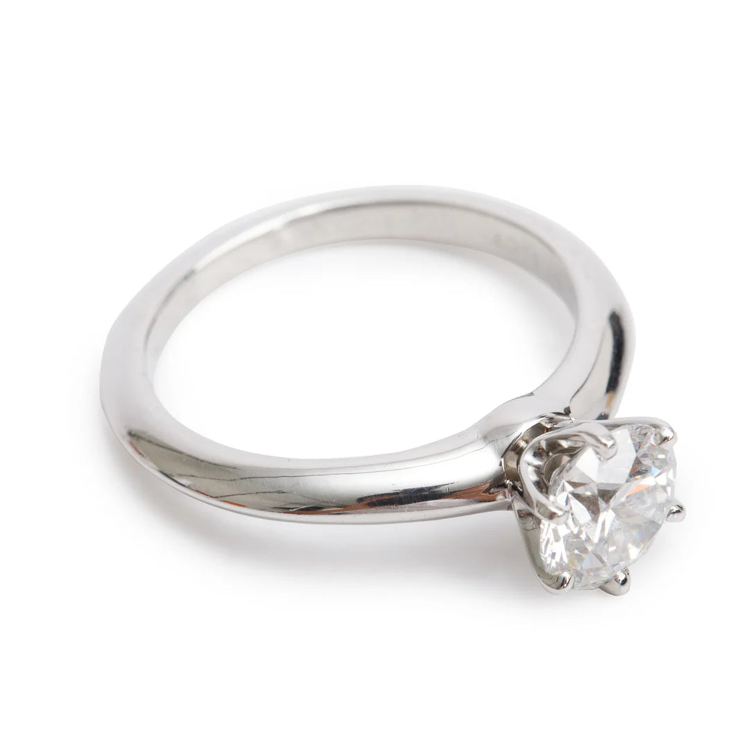Platinum 1.33 ct. Diamond Solitaire Engagement Ring, Size 6.75 w/ Box Coeur Cult Core