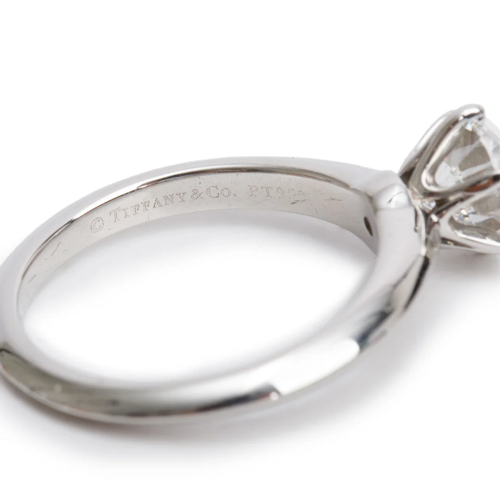 Platinum 1.33 ct. Diamond Solitaire Engagement Ring, Size 6.75 w/ Box Coeur Cult Core