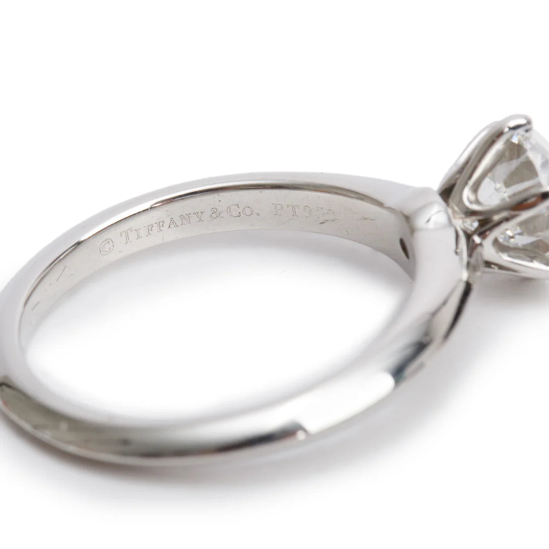 Platinum 1.33 ct. Diamond Solitaire Engagement Ring, Size 6.75 w/ Box Coeur Cult Core