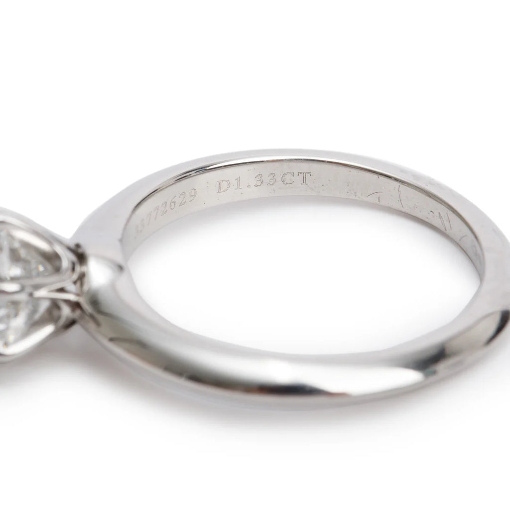 Platinum 1.33 ct. Diamond Solitaire Engagement Ring, Size 6.75 w/ Box Coeur Cult Core