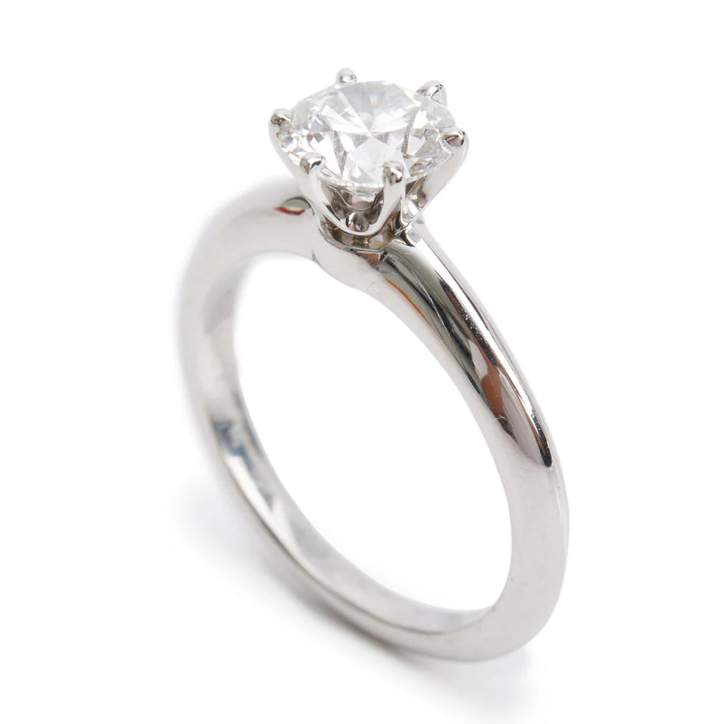 Platinum 1.33 ct. Diamond Solitaire Engagement Ring, Size 6.75 w/ Box Coeur Cult Core
