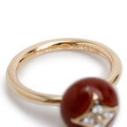 18k Yellow Gold Diamond &amp; Carnelian Color Blossom Ring, Size 54 6.75 w/ Box Coeur Cult Core