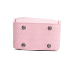 Pink Croc-Embossed Leather Tool 2.0 Small N/S Tote w/ Strap Coeur Cult Core