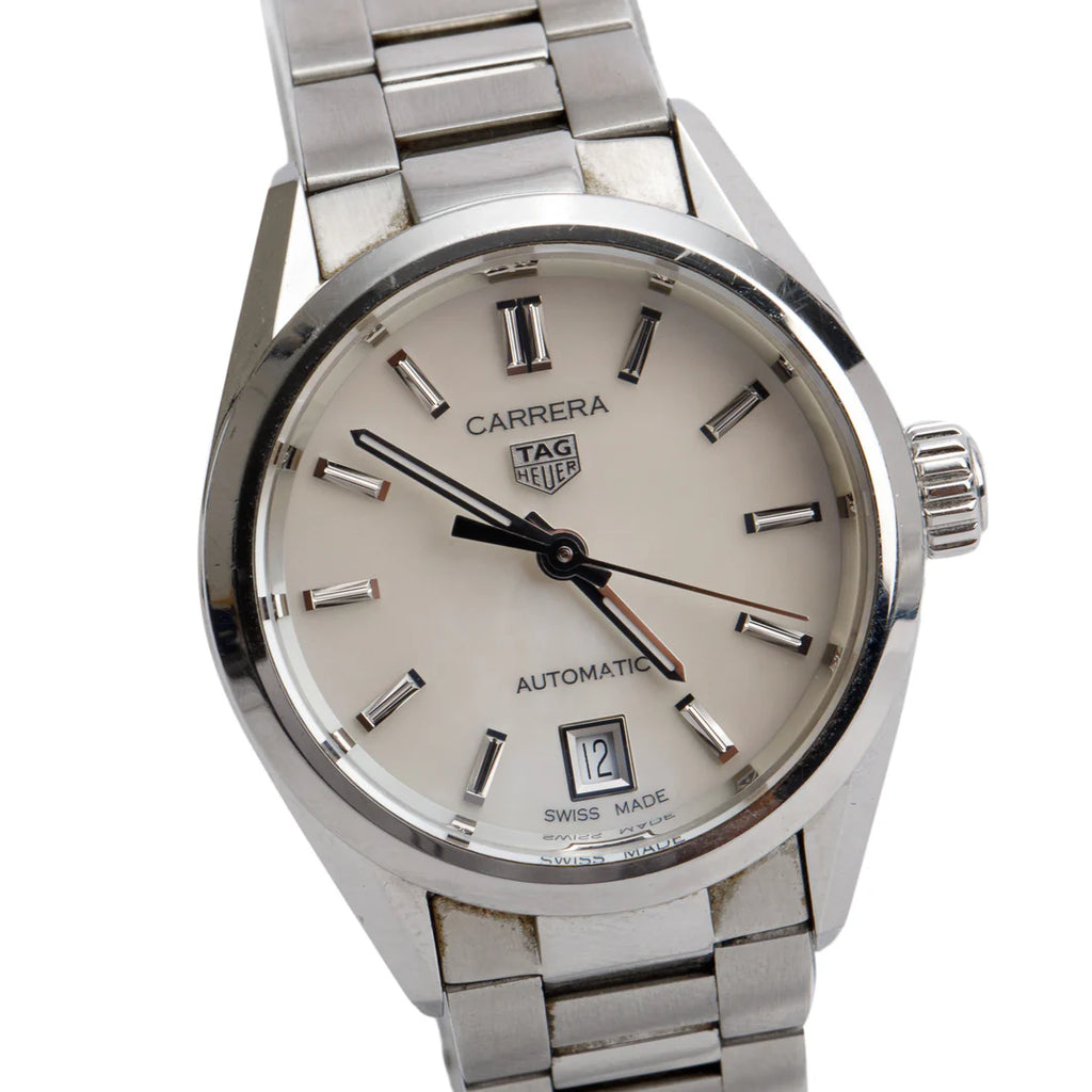 2022 Stainless Steel Carrera Date 29 MM Automatic Watch Mother of Pearl Dial WBN2410 w/ Box &amp; Papers
