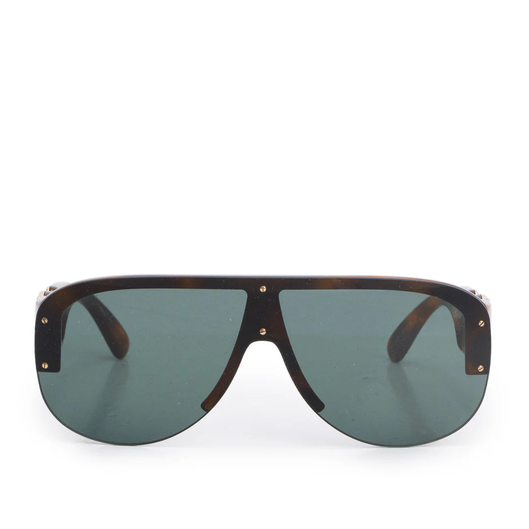 4391 Brown Havana Acetate Medusa Biggie Shield Sunglasses w/ Box &amp; Case Coeur Cult Core