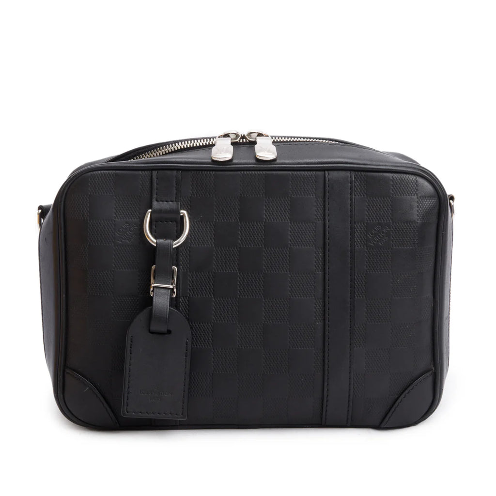 Black Damier Infini Calfskin Leather Sirius Messenger Bag w/ Box
