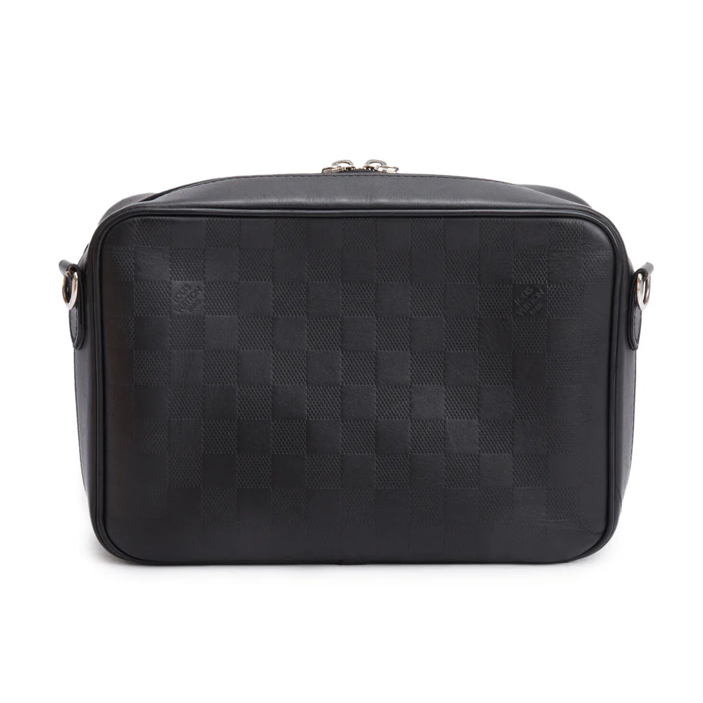 Black Damier Infini Calfskin Leather Sirius Messenger Bag w/ Box