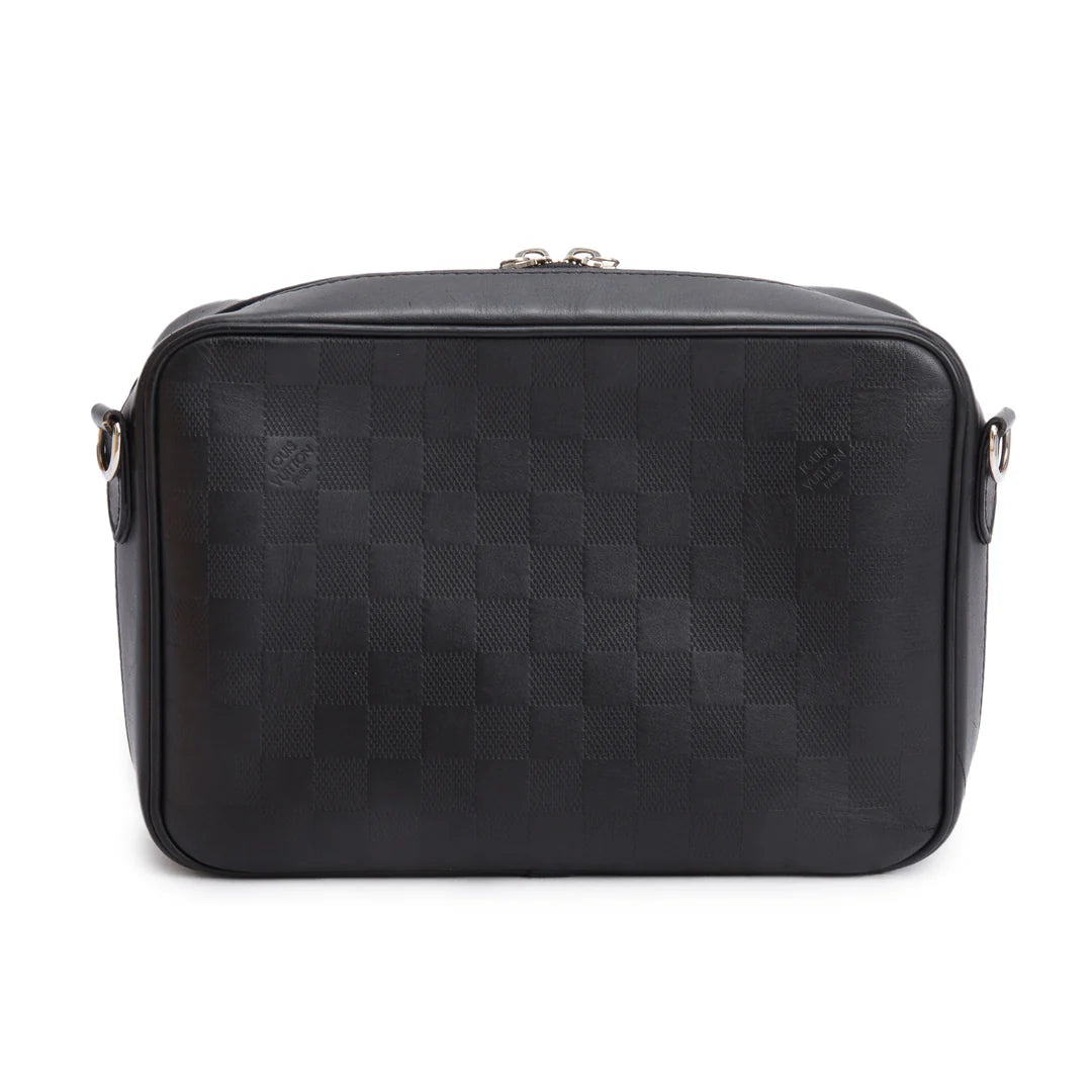 Black Damier Infini Calfskin Leather Sirius Messenger Bag w/ Box