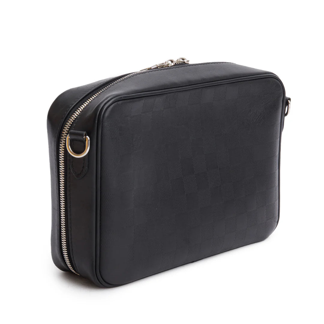 Black Damier Infini Calfskin Leather Sirius Messenger Bag w/ Box