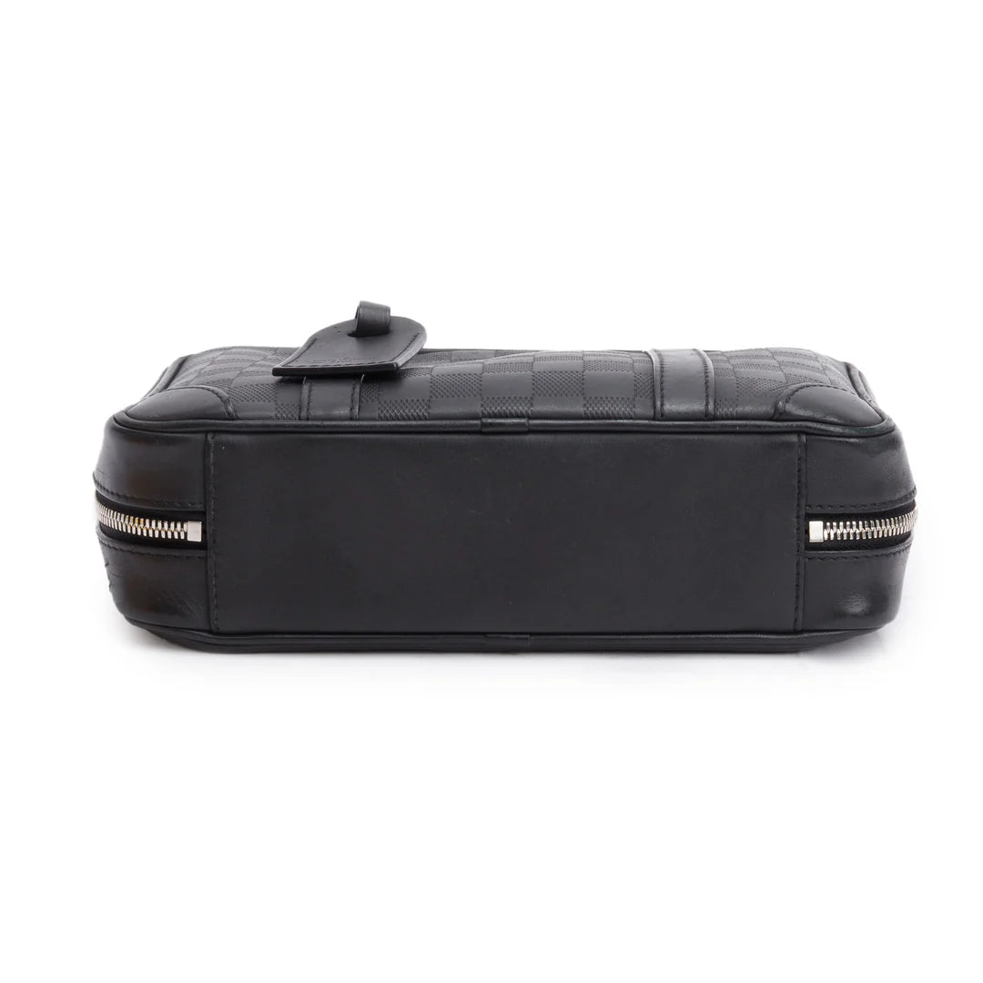Black Damier Infini Calfskin Leather Sirius Messenger Bag w/ Box