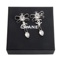 2023 Palladium-Plated Faux Pearl &amp; Strass CC Bow Drop Earrings w/ Box Coeur Cult Core