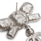2023 Palladium-Plated Faux Pearl &amp; Strass CC Bow Drop Earrings w/ Box Coeur Cult Core