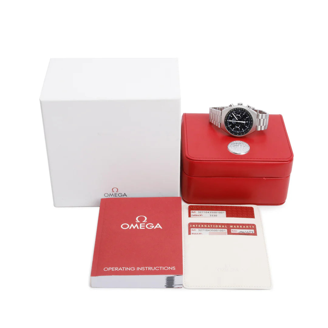 Stainless Steel Speedmaster Mark II 42.4 MM Co-Axial Chronometer Automatic Watch Black Dial w/ Box &amp; Papers