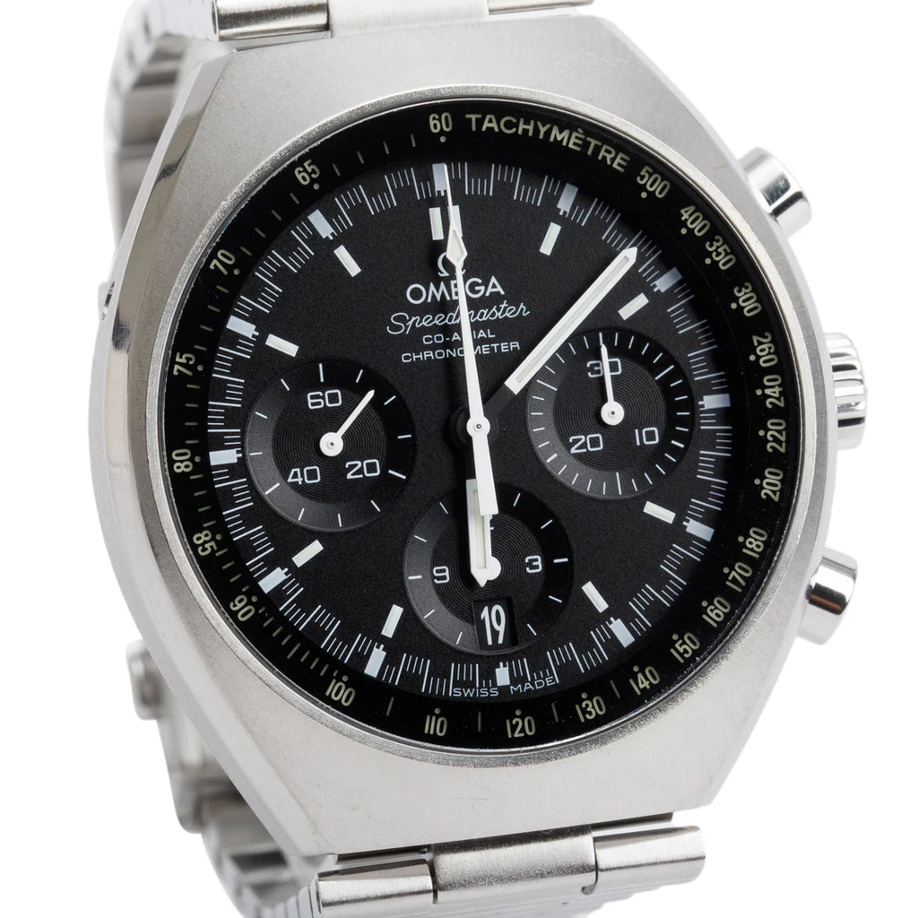 Stainless Steel Speedmaster Mark II 42.4 MM Co-Axial Chronometer Automatic Watch Black Dial w/ Box &amp; Papers