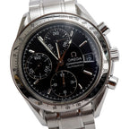 Stainless Steel Speedmaster Date 39 MM Automatic Chronograph Watch Black Dial w/ Papers