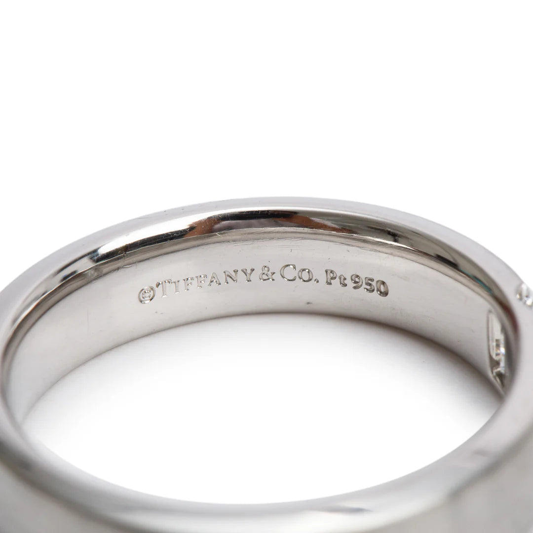 The Charles Setting Platinum &amp; Baguette Diamond 5 MM Satin Finish Ring, Size 8 w/ Box Coeur Cult Core