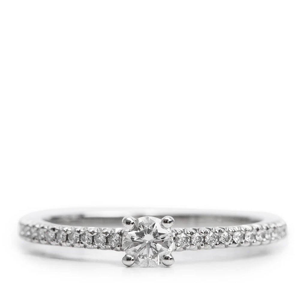 Platinum 0.17 ct. Diamond Novo Engagement Ring, Size 5.5 Coeur Cult Core