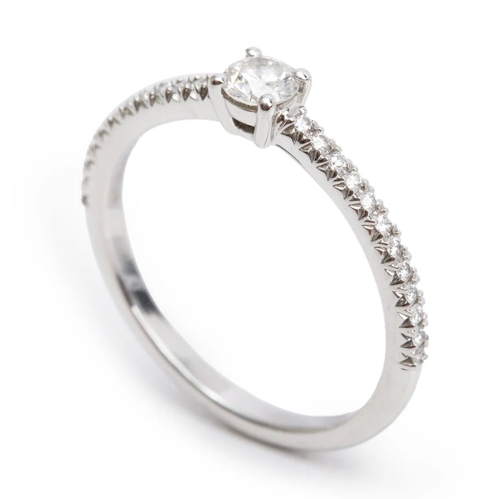 Platinum 0.17 ct. Diamond Novo Engagement Ring, Size 5.5 Coeur Cult Core