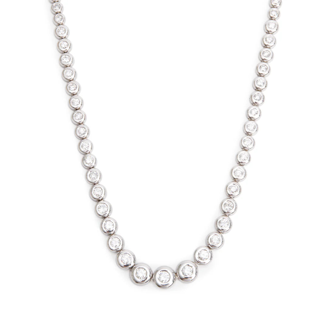 14k White Gold 4.00 tcw. Graduated Diamond Necklace Coeur Cult Core