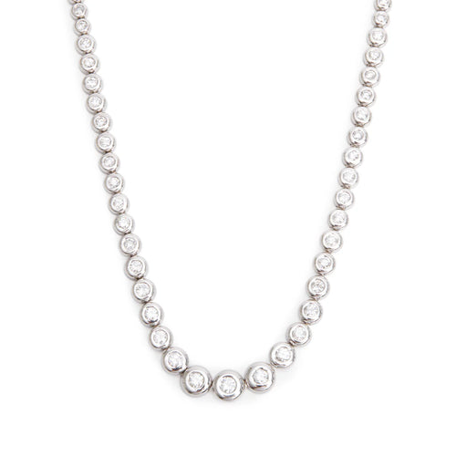 14k White Gold 4.00 tcw. Graduated Diamond Necklace Coeur Cult Core