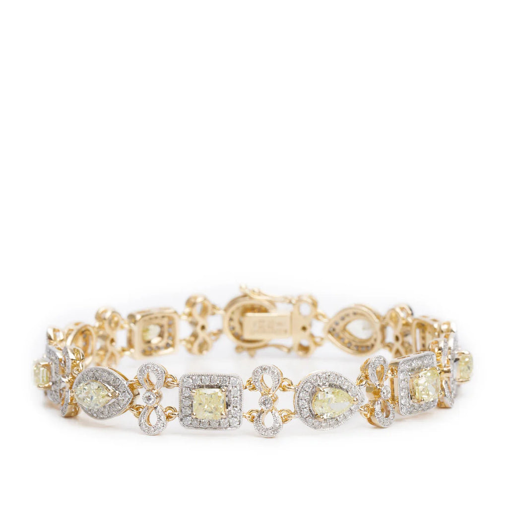 14k Yellow Gold 6.96 tcw. Yellow &amp; White Diamond Bracelet Coeur Cult Core