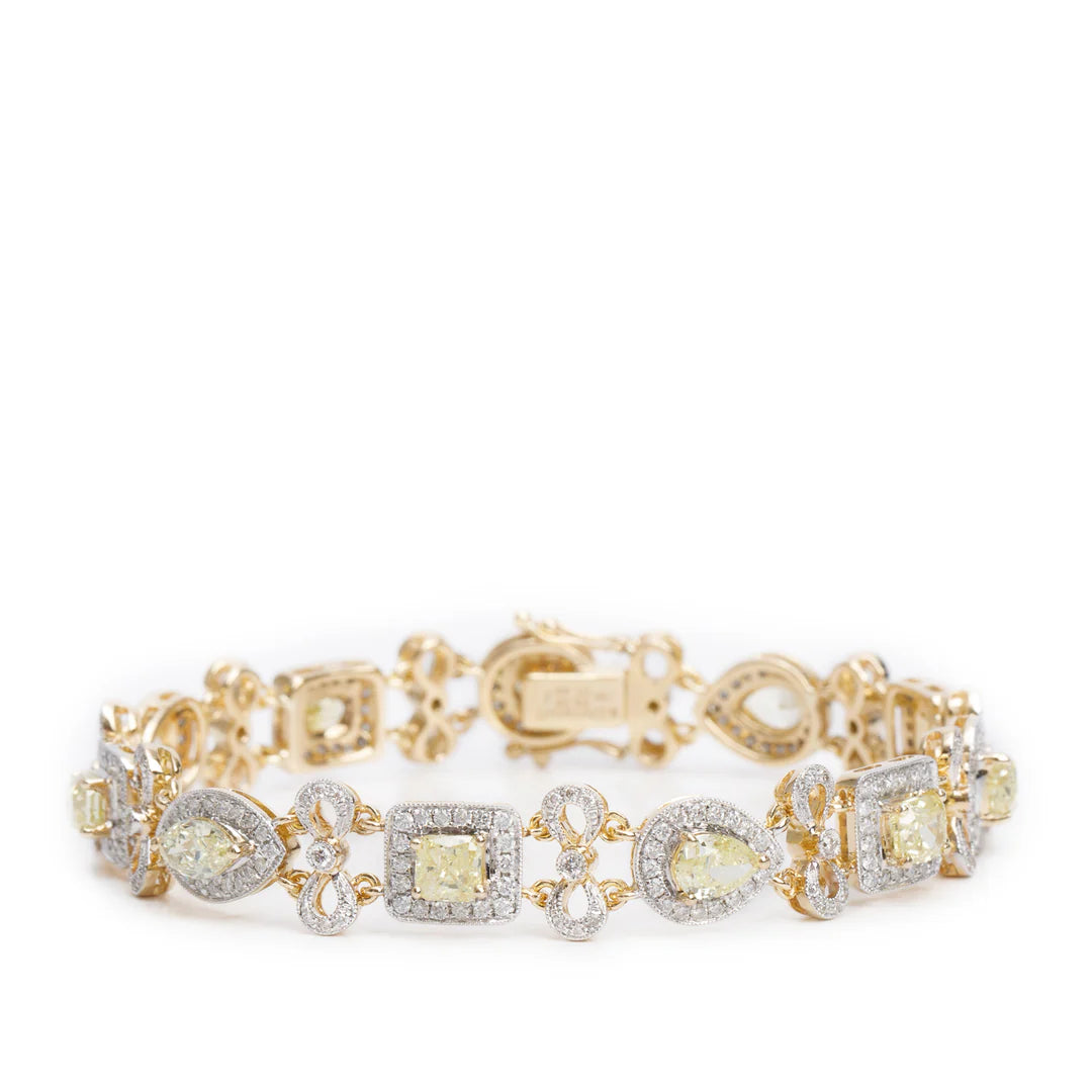 14k Yellow Gold 6.96 tcw. Yellow &amp; White Diamond Bracelet Coeur Cult Core