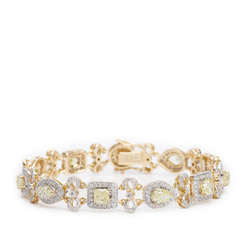 14k Yellow Gold 6.96 tcw. Yellow &amp; White Diamond Bracelet Coeur Cult Core