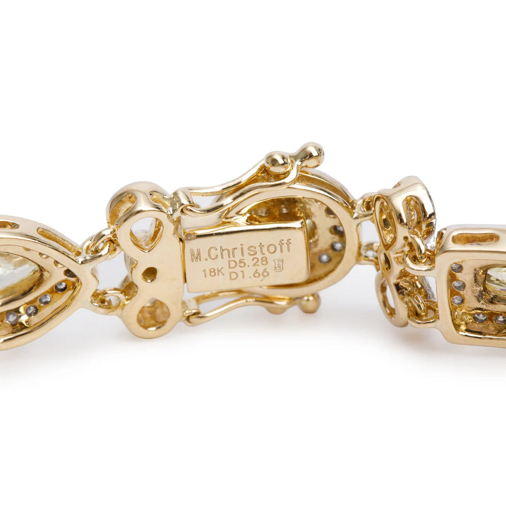 14k Yellow Gold 6.96 tcw. Yellow &amp; White Diamond Bracelet Coeur Cult Core