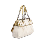 White Canvas Gold Patent Leather Trim B Bag Coeur Cult Core