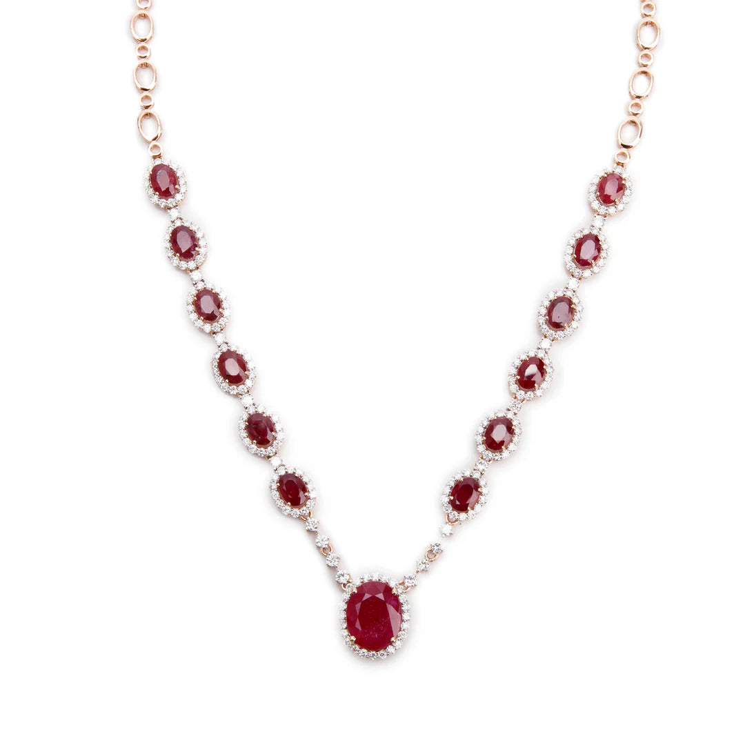 14k Rose Gold Ruby &amp; Diamond Necklace Coeur Cult Core