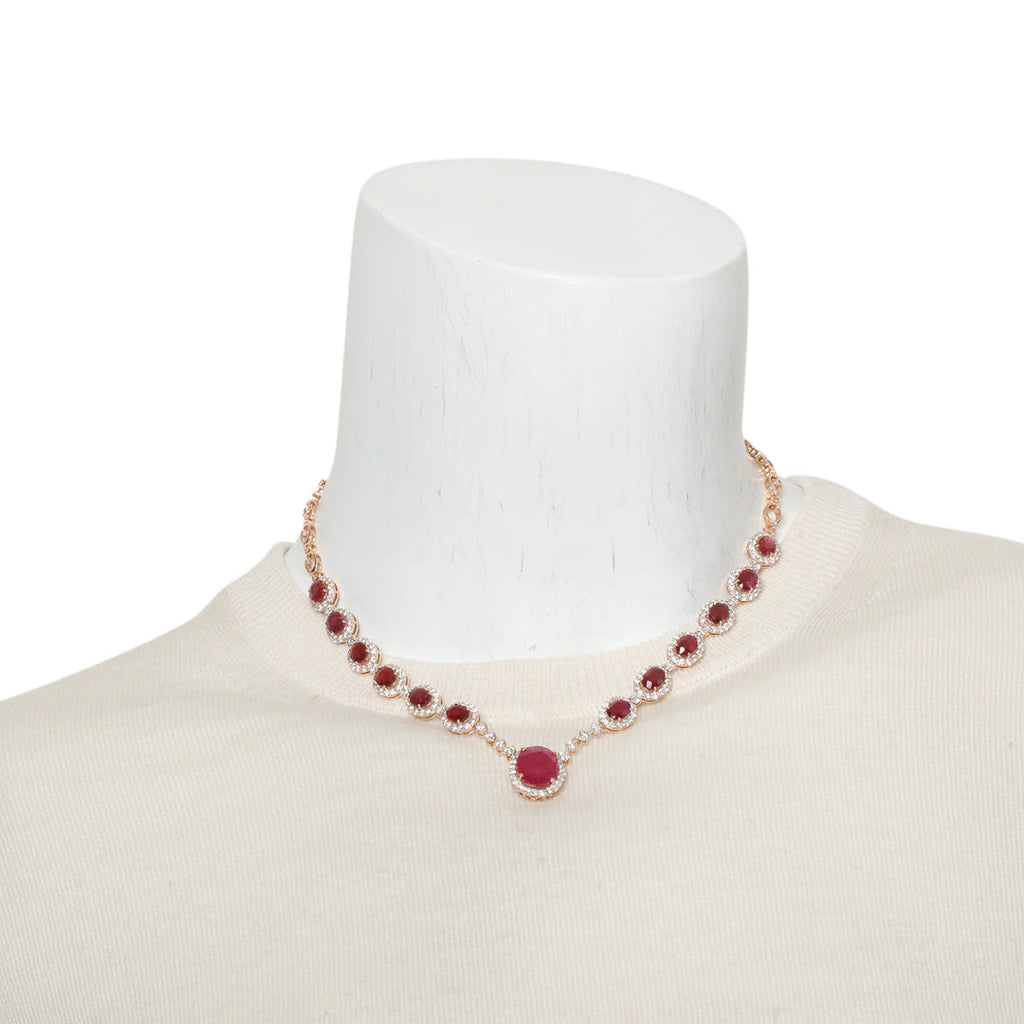 14k Rose Gold Ruby &amp; Diamond Necklace Coeur Cult Core
