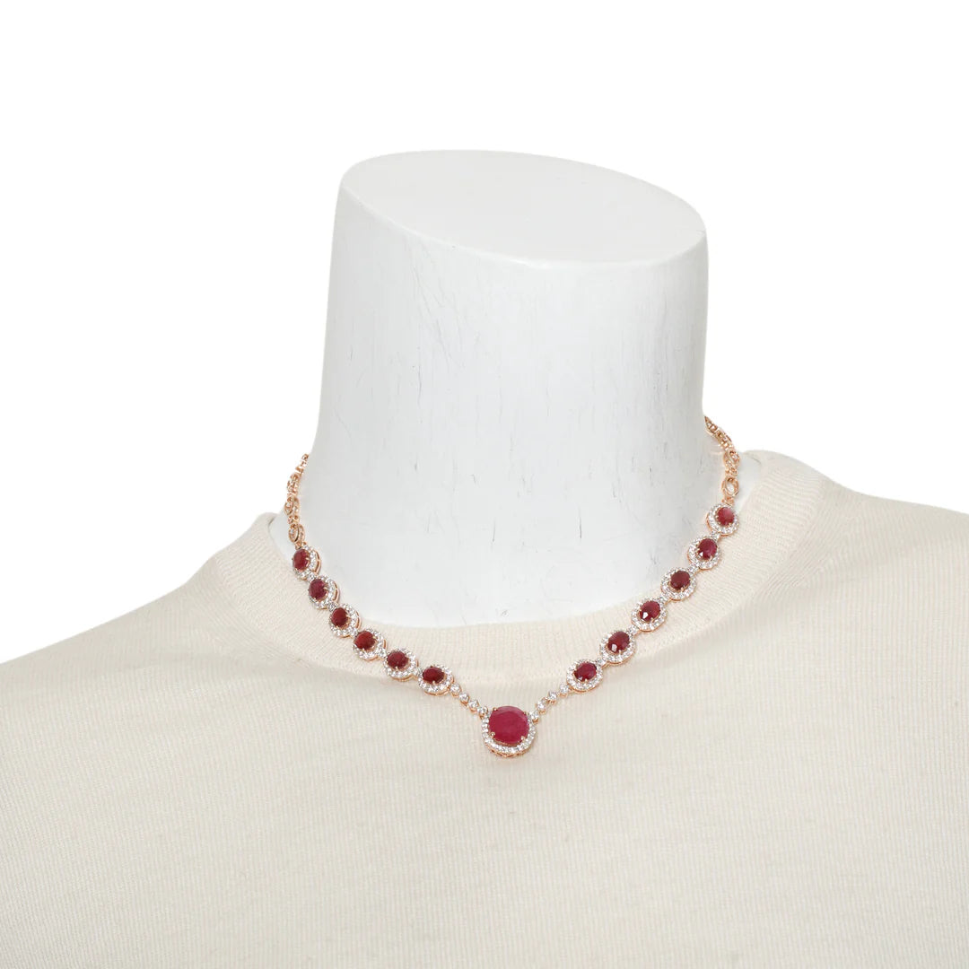 14k Rose Gold Ruby &amp; Diamond Necklace Coeur Cult Core