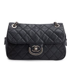 Black Quilted Calfskin Leather Paris-Edinburgh Coco Sporran Flap Bag w/ Box and Authenticity Card Coeur Cult Core